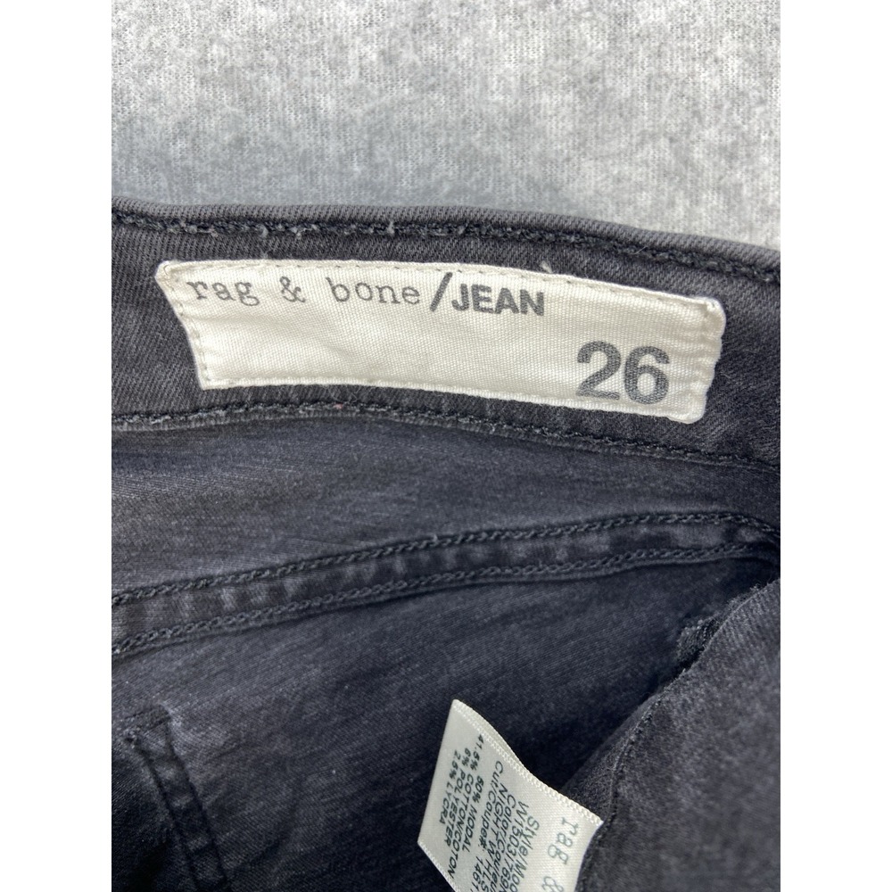 Rag And Bone Womens Jeans 26x28 Black Jean Distressed Skinny Legging Frayed Hem - Picture 8 of 12